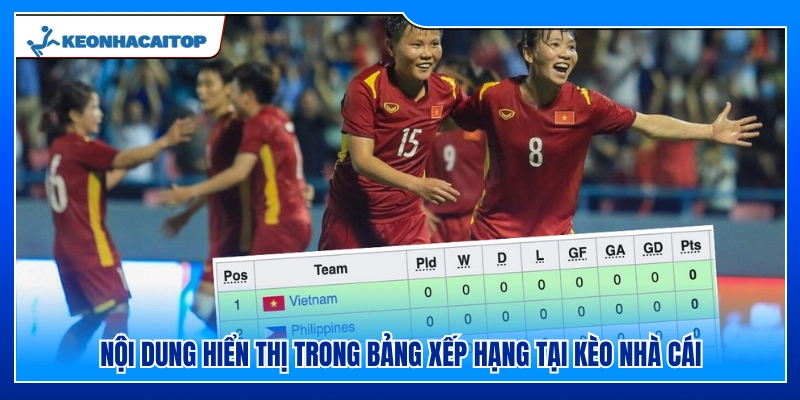 Các dữ liệu có trong bảng điểm Kèo Nhà Cái